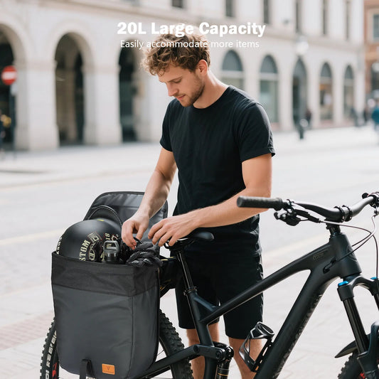 20L Waterproof Bike Rack Bag - Large Capacity Bicycle Pannier for Commuting and Touring - wEbike