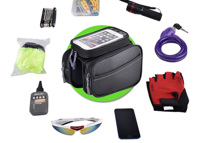 Bike Frame Bag with Phone Holder - Waterproof Top Tube Storage for Mountain Bikes - wEbike