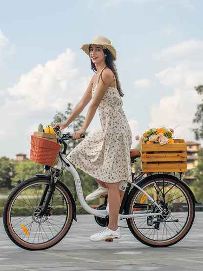 500W Electric City Bike with 37 Mile Range - 26" 7-Speed E-Bike with Front Suspension - wEbike
