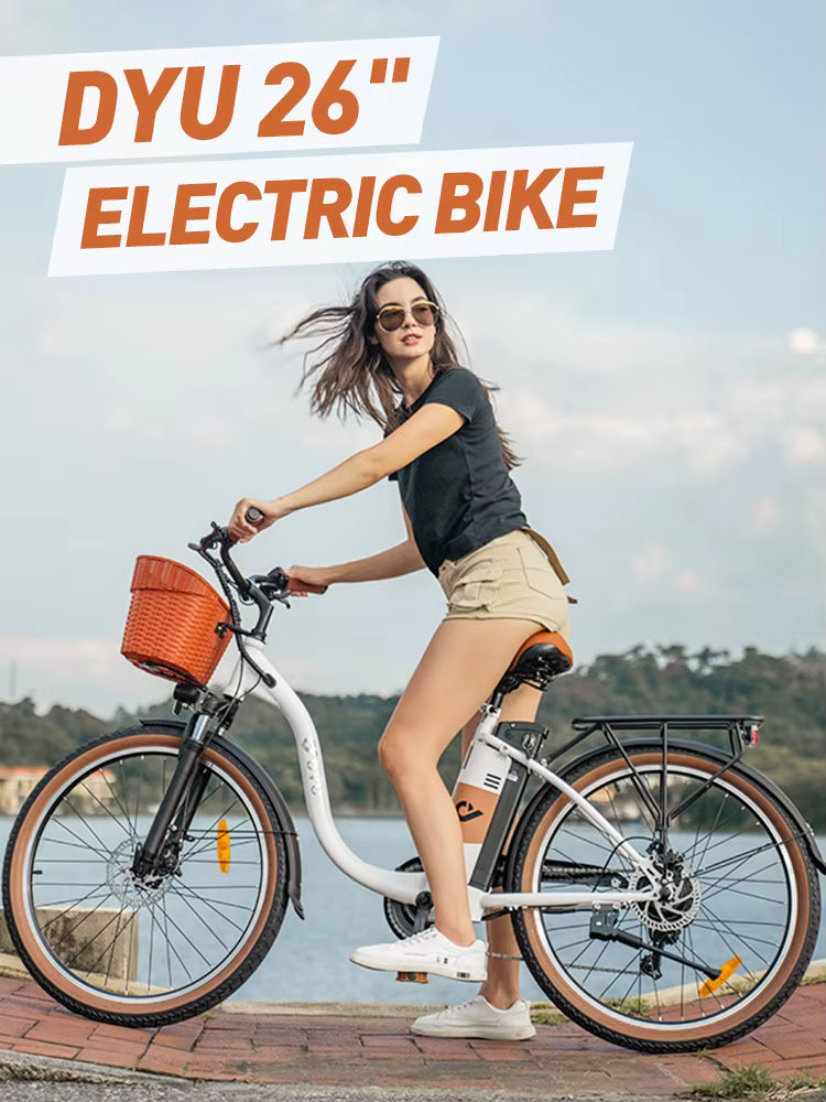500W Electric City Bike with 37 Mile Range - 26" 7-Speed E-Bike with Front Suspension - wEbike