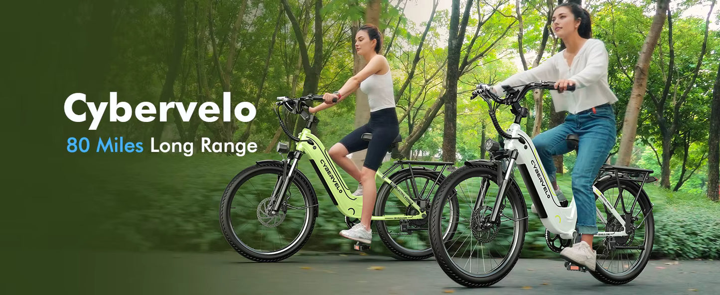 1000W Electric City Bike with 80 Mile Range - 26" 7-Speed E-Bike for Adults with LCD Display - wEbike