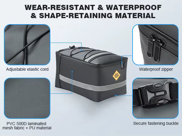 15L Waterproof Bike Rack Bag - PU Leather Rear Carrier with Reflective Straps for Commuting - wEbike