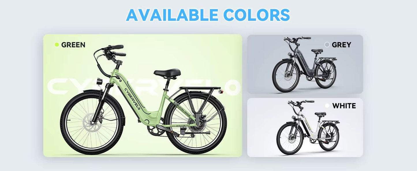 1000W Electric City Bike with 80 Mile Range - 26" 7-Speed E-Bike for Adults with LCD Display - wEbike