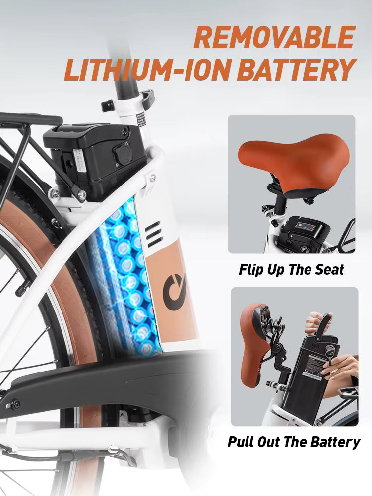 500W Electric City Bike with 37 Mile Range - 26" 7-Speed E-Bike with Front Suspension - wEbike