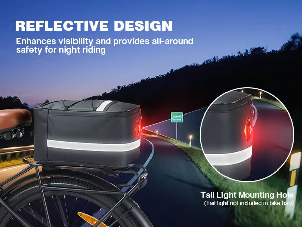 15L Waterproof Bike Rack Bag - PU Leather Rear Carrier with Reflective Straps for Commuting - wEbike