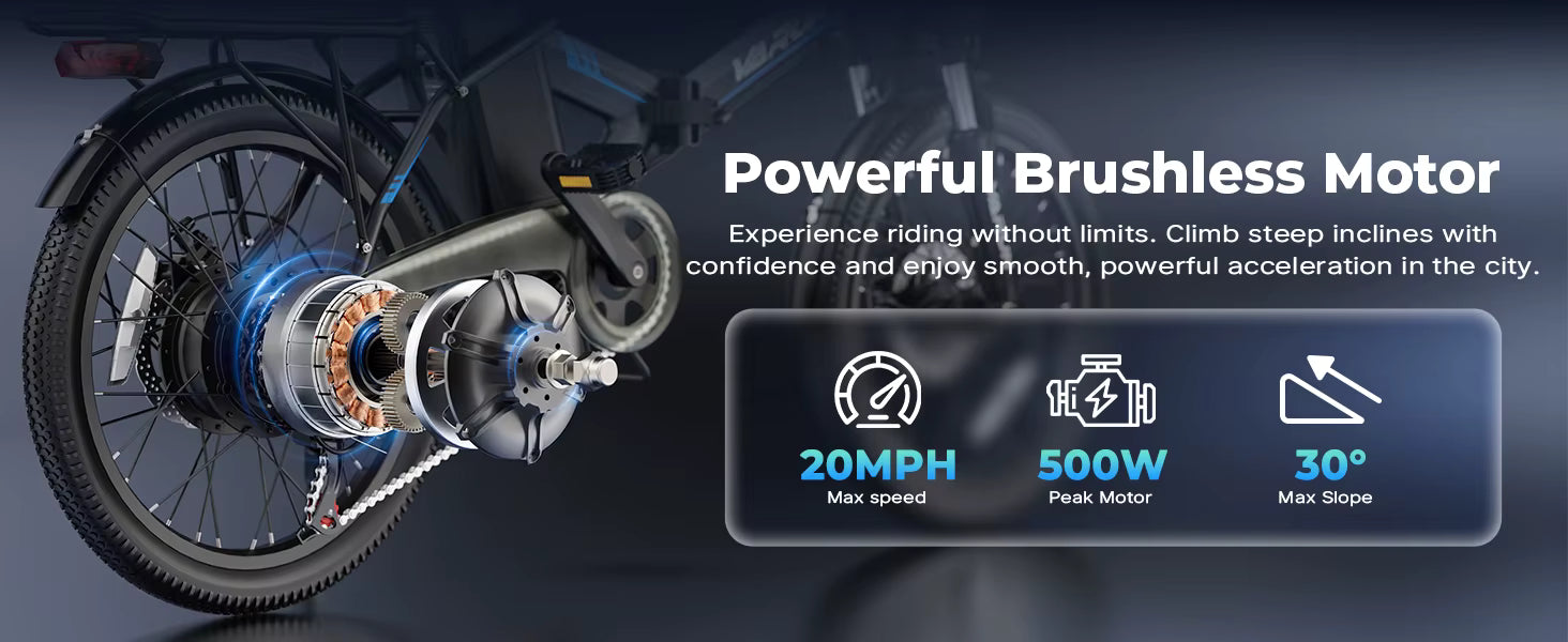 500W Folding Electric Bike with 40 Mile Range - Lightweight 20MPH City E-Bike for Adults - wEbike