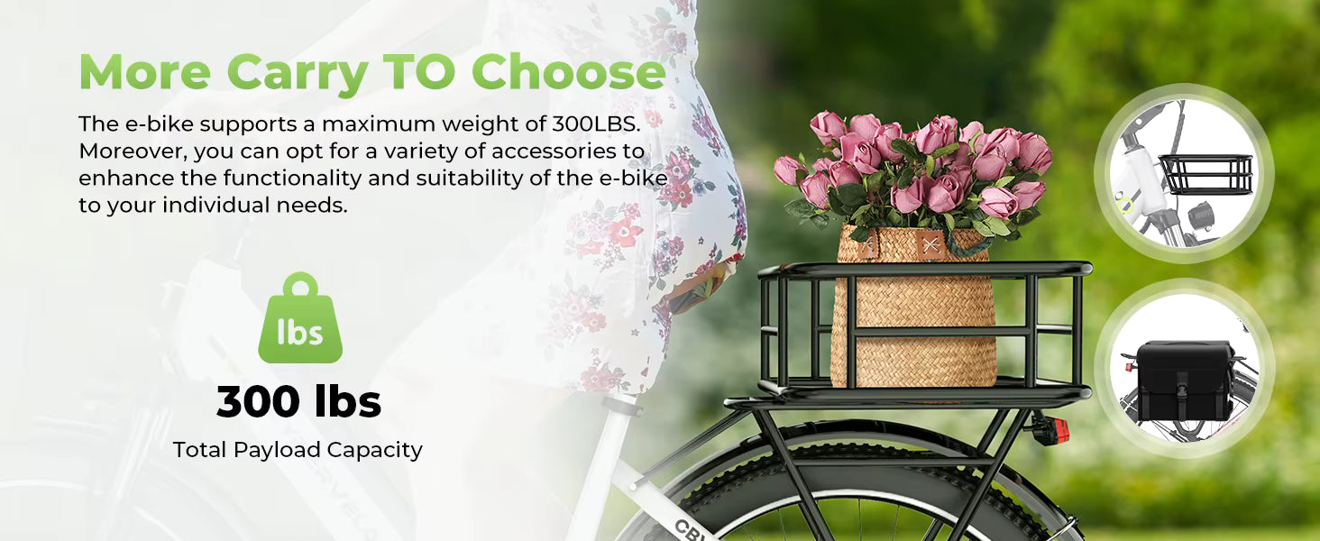 1000W Step-Through Electric Bike with Removable Battery - 80 Mile Range 28MPH City E-Bike - wEbike