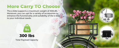 1000W Step-Through Electric Bike with Removable Battery - 80 Mile Range 28MPH City E-Bike - wEbike