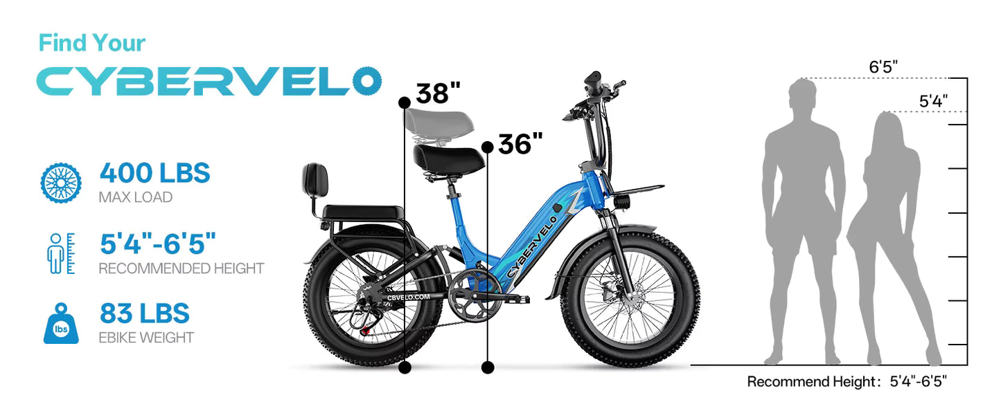1500W Step-Through Electric Bike with Removable Battery - 80 Mile Range 30MPH Fat Tire E-Bike - wEbike