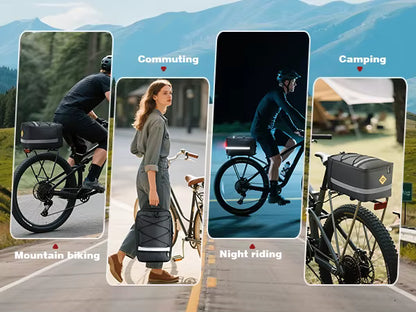 15L Waterproof Bike Rack Bag - PU Leather Rear Carrier with Reflective Straps for Commuting - wEbike