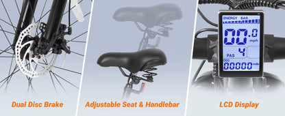 1000W Lightweight Electric Mountain Bike - 50 Mile Range 30MPH 26" E-Bike for Adults - wEbike