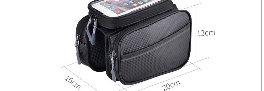 Bike Frame Bag with Phone Holder - Waterproof Top Tube Storage for Mountain Bikes - wEbike