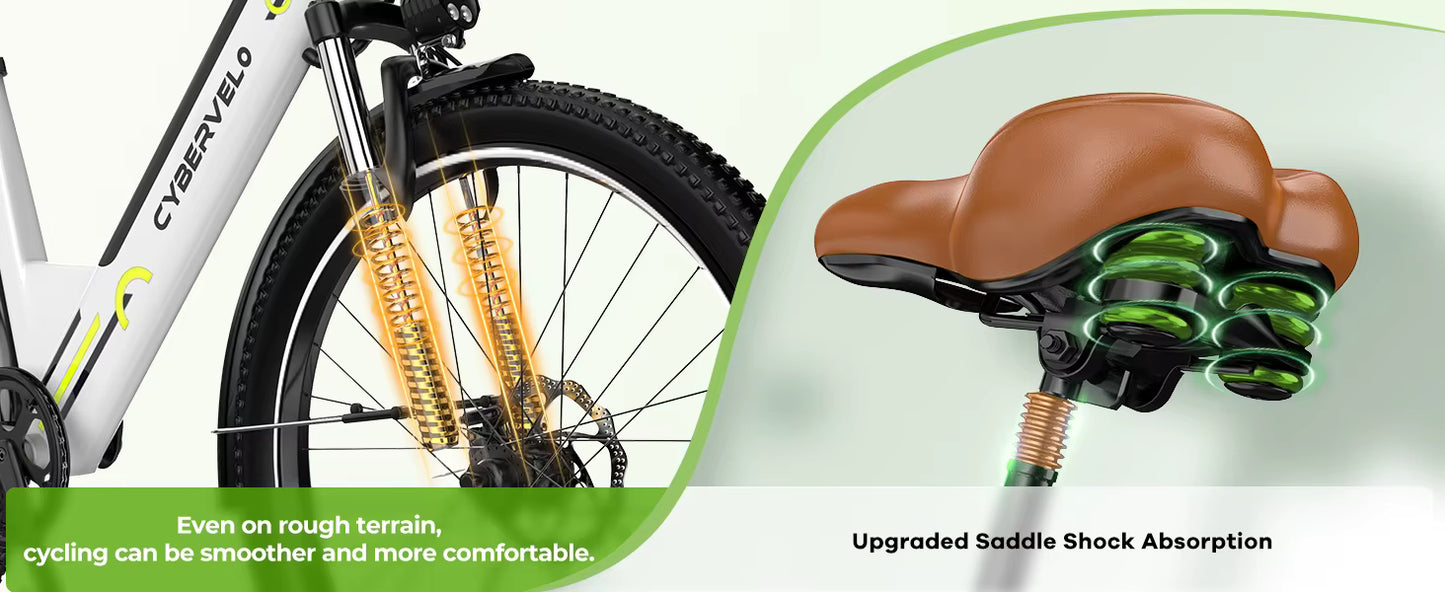 1000W Step-Through Electric Bike with Removable Battery - 80 Mile Range 28MPH City E-Bike - wEbike