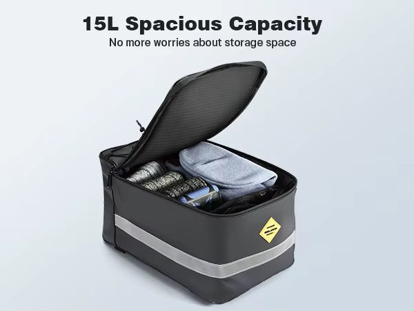 15L Waterproof Bike Rack Bag - PU Leather Rear Carrier with Reflective Straps for Commuting - wEbike