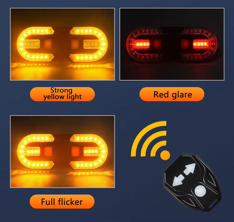 Wireless Bike Turn Signal Rear Light with Remote Control - USB Rechargeable LED Tail Light for Night Riding Safety - wEbike