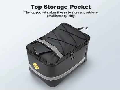 15L Waterproof Bike Rack Bag - PU Leather Rear Carrier with Reflective Straps for Commuting - wEbike