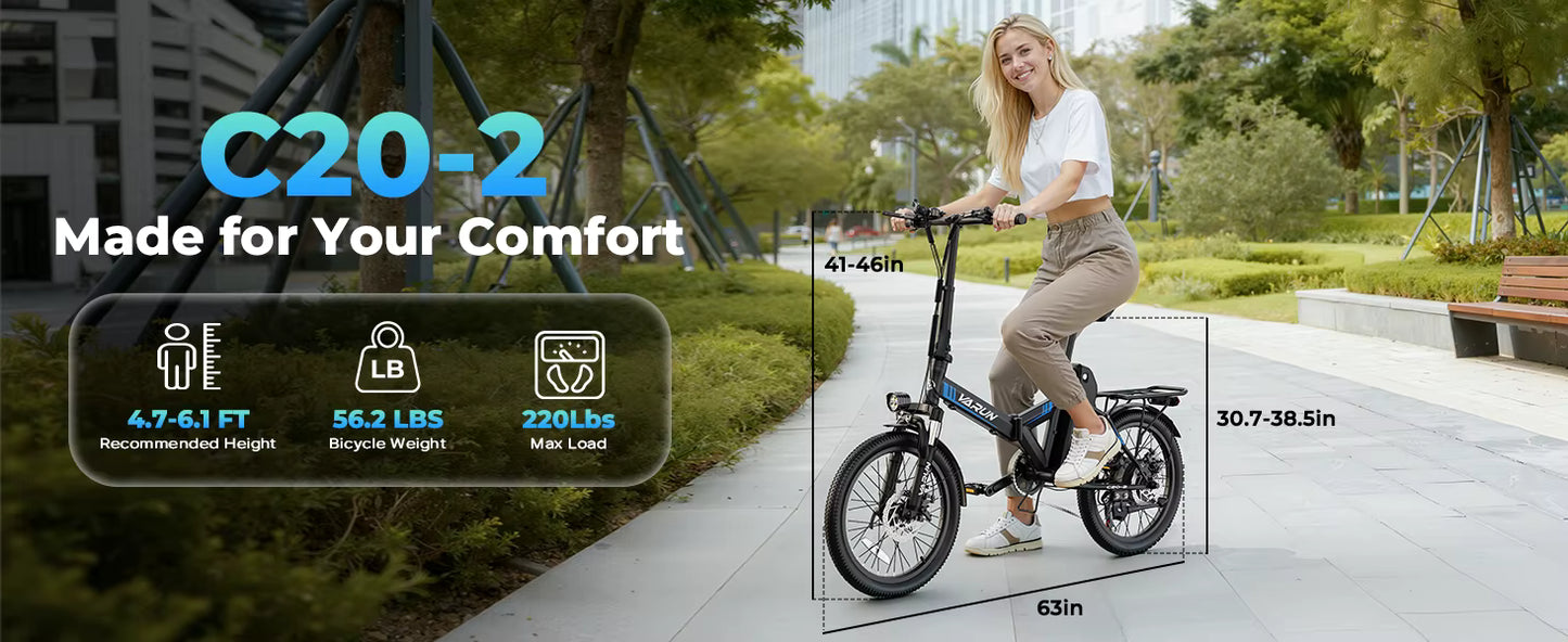 500W Folding Electric Bike with 40 Mile Range - Lightweight 20MPH City E-Bike for Adults - wEbike