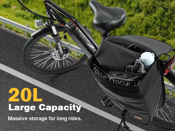 20L Waterproof Bike Rack Bag - Large Capacity Bicycle Pannier for Commuting and Touring - wEbike