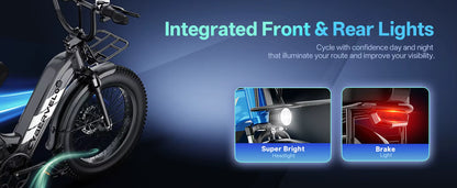 1500W Step-Through Electric Bike with Removable Battery - 80 Mile Range 30MPH Fat Tire E-Bike - wEbike