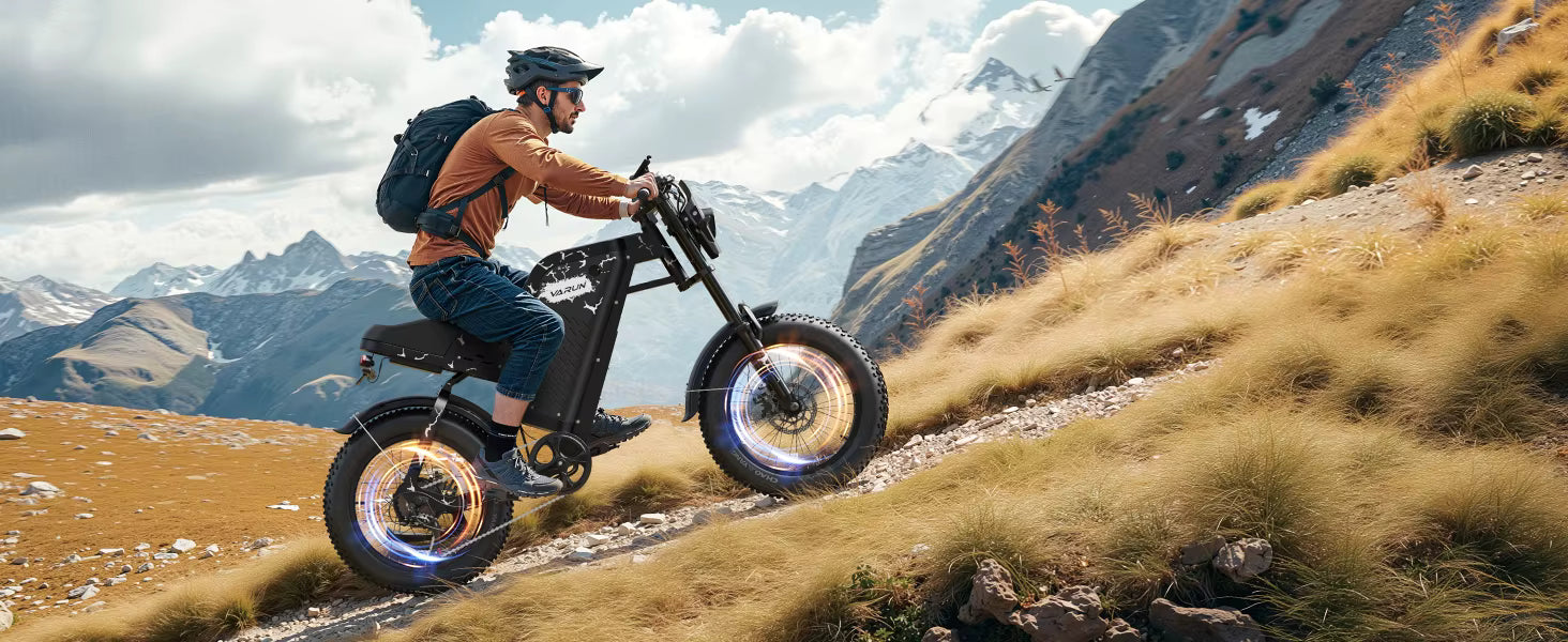 1000W Motorcycle-Style Electric Bike with 60 Mile Range - 28MPH Fat Tire E-Bike for Adults - wEbike