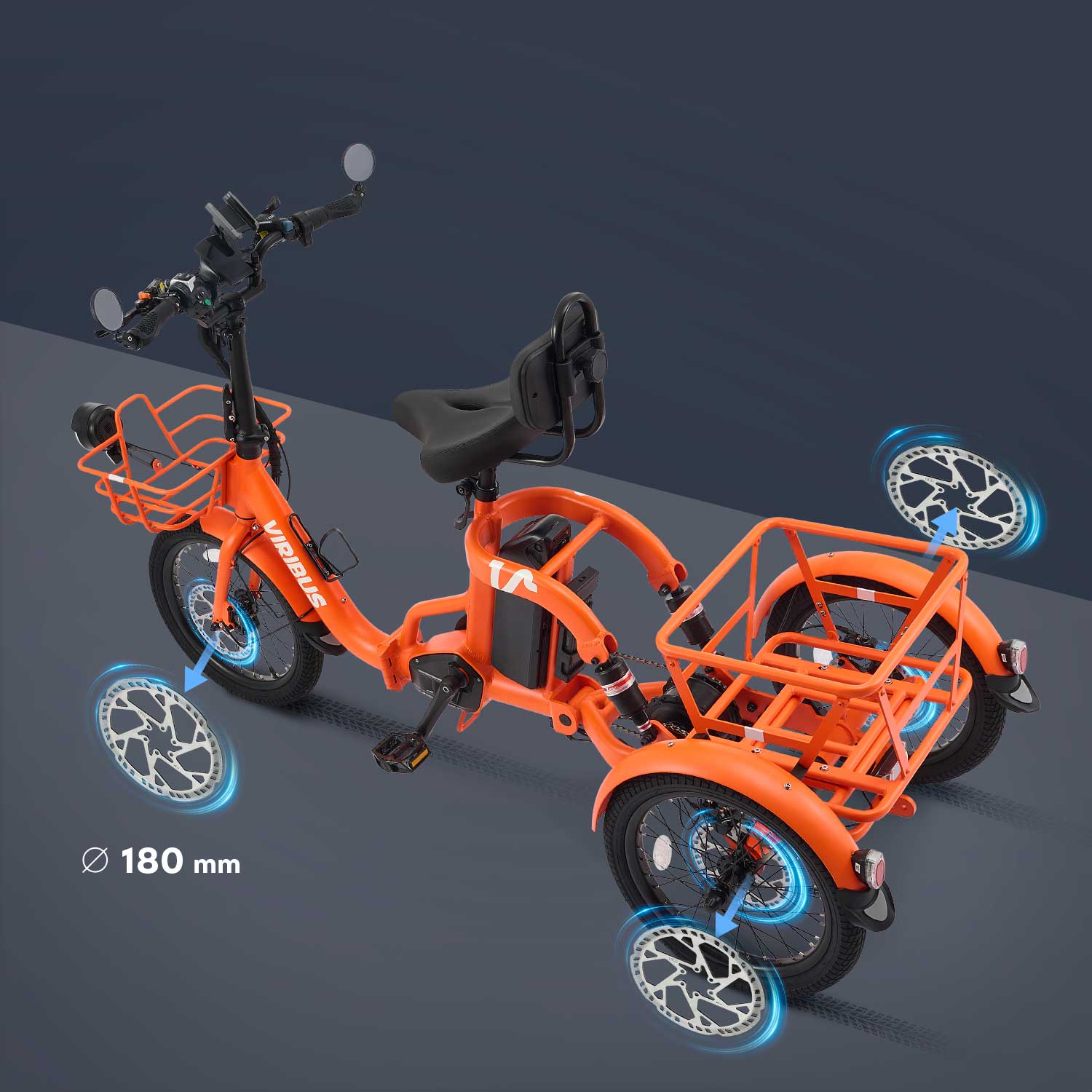 Viribus FC2 Folding Electric Tricycle - 750W 3-Wheel E-Trike with 20" Fat Tires for Adults - wEbike