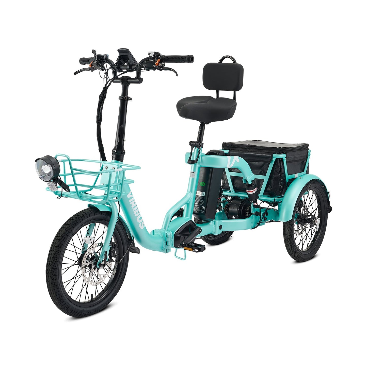 Viribus FC2 Folding Electric Tricycle - 750W 3-Wheel E-Trike with 20" Fat Tires for Adults - wEbike