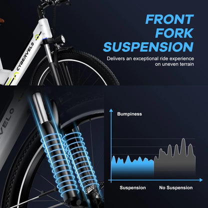 1000W Step-Through Electric Bike with Removable Battery - 80 Mile Range 28MPH City E-Bike - wEbike