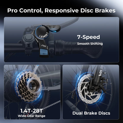 500W Folding Electric Bike with 40 Mile Range - Lightweight 20MPH City E-Bike for Adults - wEbike