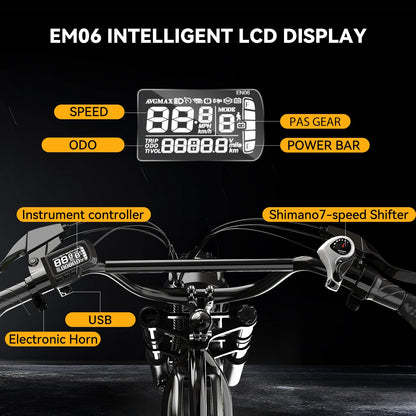 1600W All-Terrain Electric Bike with Fat Tires - 80 Mile Range 30MPH E-Bike for Adults - wEbike