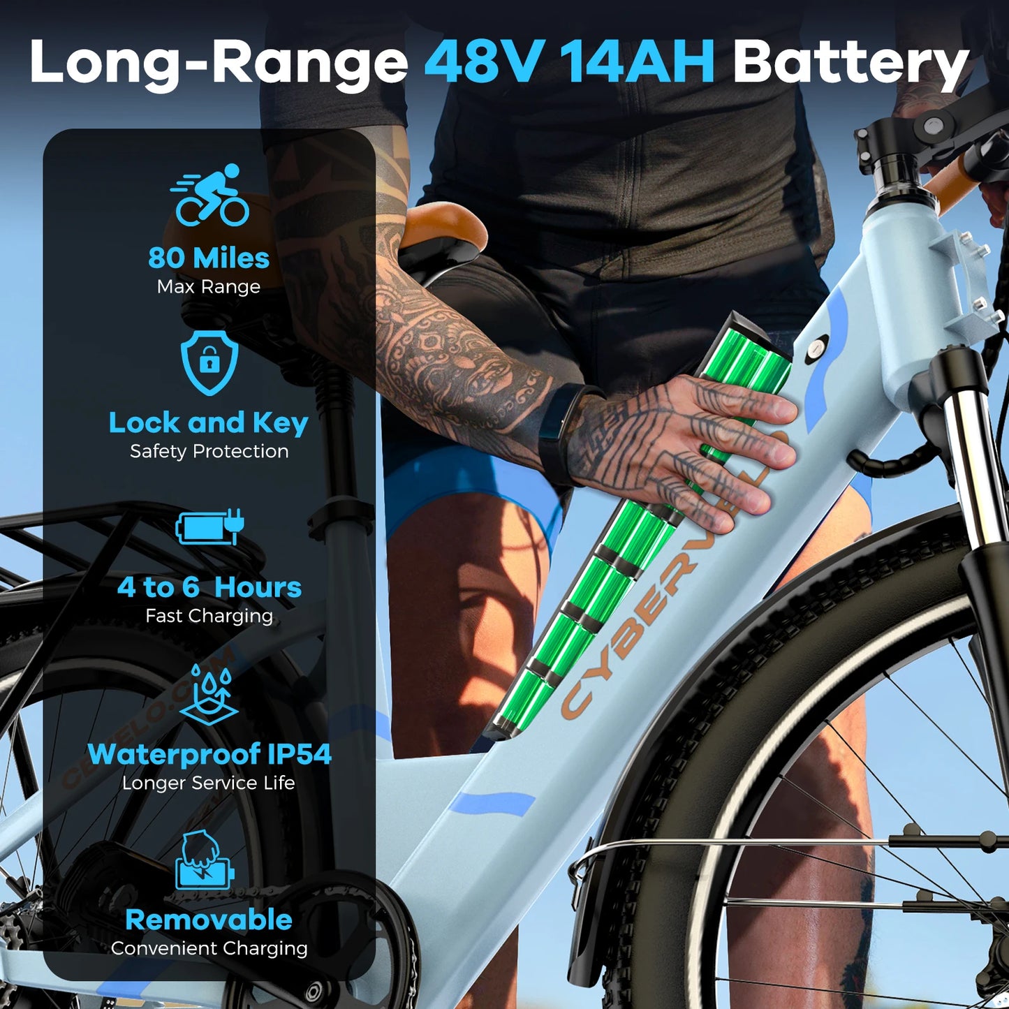 1000W Step-Through Electric Bike with Removable Battery - 80 Mile Range 28MPH City E-Bike - wEbike