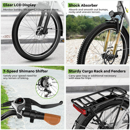 1000W Step-Through Electric Bike with Removable Battery - 80 Mile Range 28MPH City E-Bike - wEbike