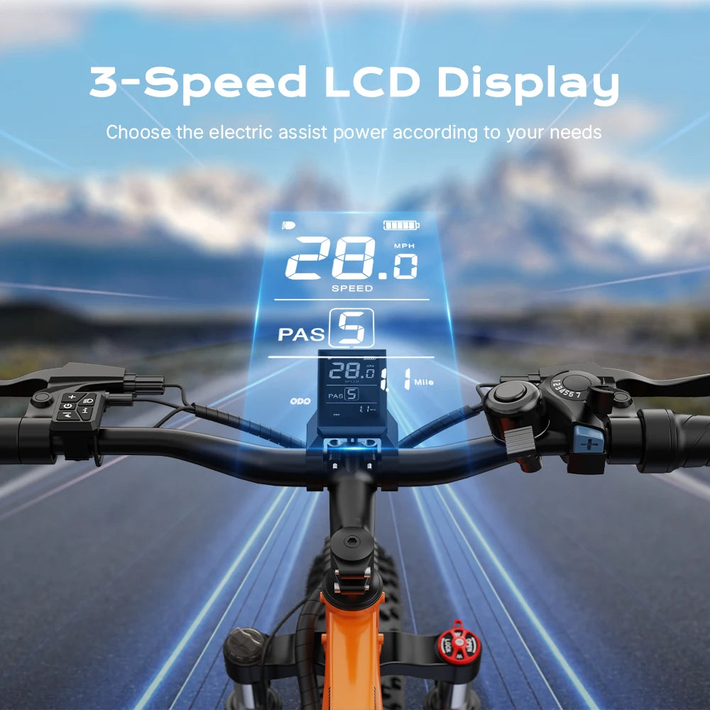 750W All-Terrain Electric Bike with 26" Fat Tires - 50 Mile Range 25MPH E-Bike for Adults - wEbike