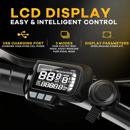 1000W Folding Electric Bike with Removable Battery - 80 Mile Range 28MPH Fat Tire E-Bike - wEbike