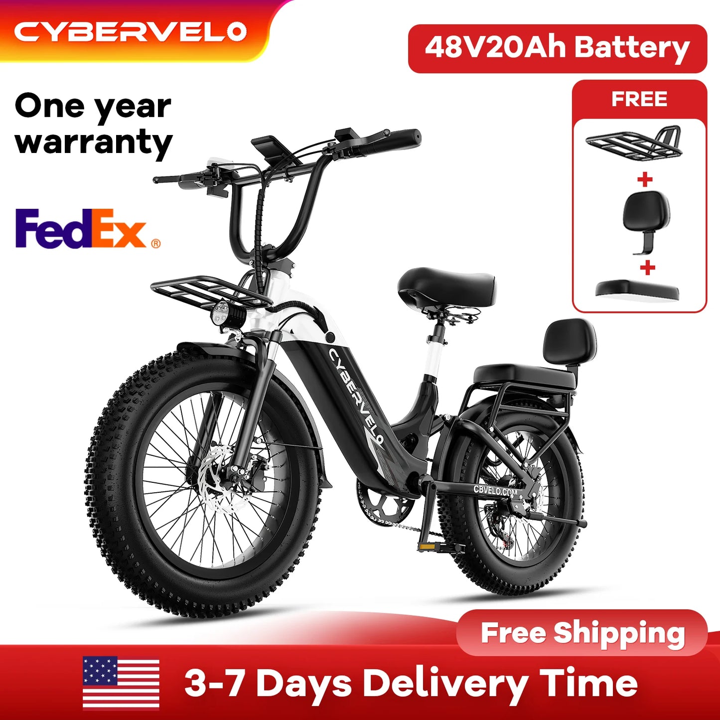 1500W Step-Through Electric Bike with Removable Battery - 80 Mile Range 30MPH Fat Tire E-Bike - wEbike