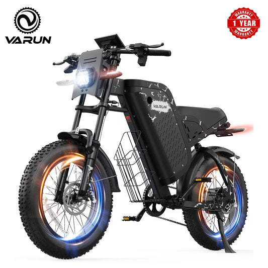 1000W Motorcycle-Style Electric Bike with 60 Mile Range - 28MPH Fat Tire E-Bike for Adults - wEbike