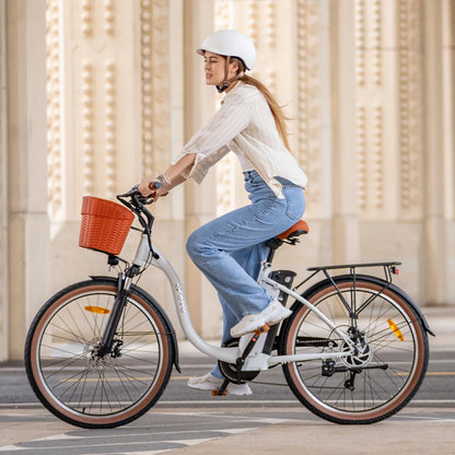 500W Electric City Bike with 37 Mile Range - 26" 7-Speed E-Bike with Front Suspension - wEbike