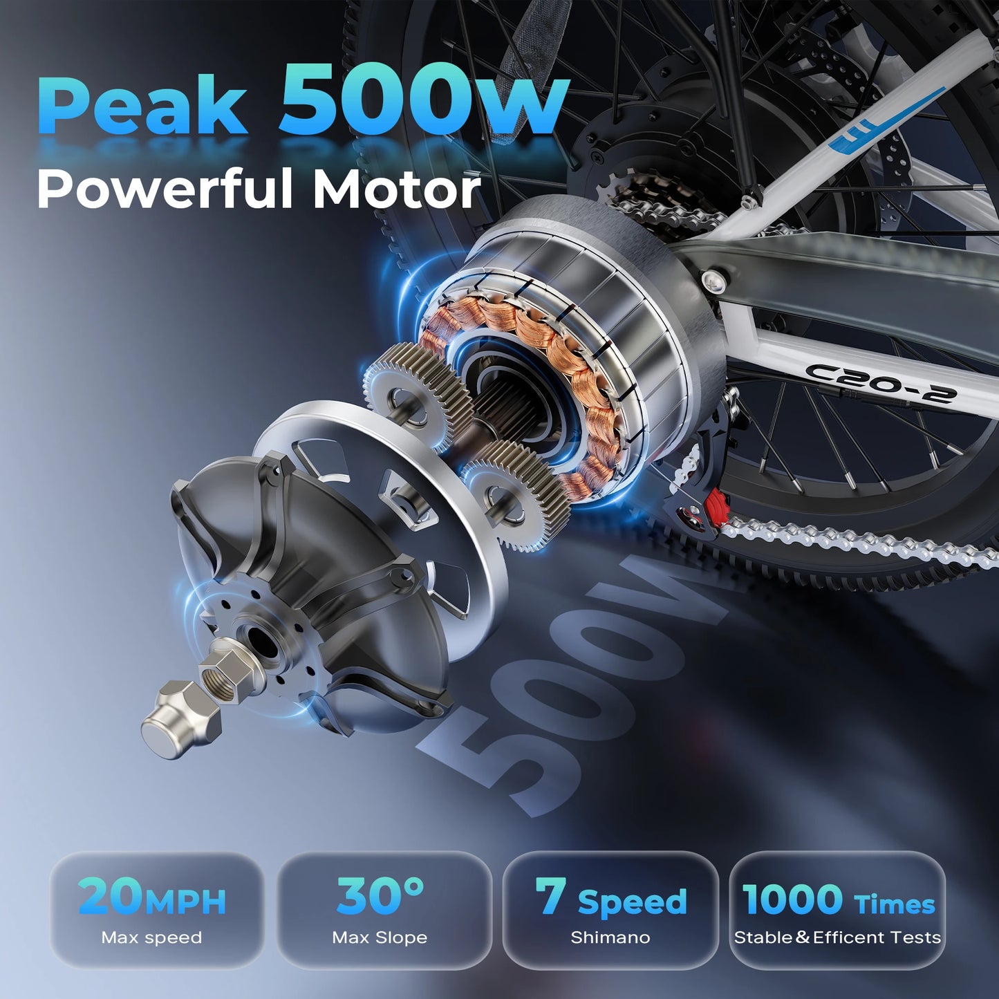 500W Folding Electric Bike with 40 Mile Range - Lightweight 20MPH City E-Bike for Adults - wEbike