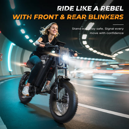 1000W Motorcycle-Style Electric Bike with 60 Mile Range - 28MPH Fat Tire E-Bike for Adults - wEbike