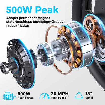 500W Folding Electric Bike for Adults - Lightweight 20MPH City E-Bike with 30 Mile Range - wEbike