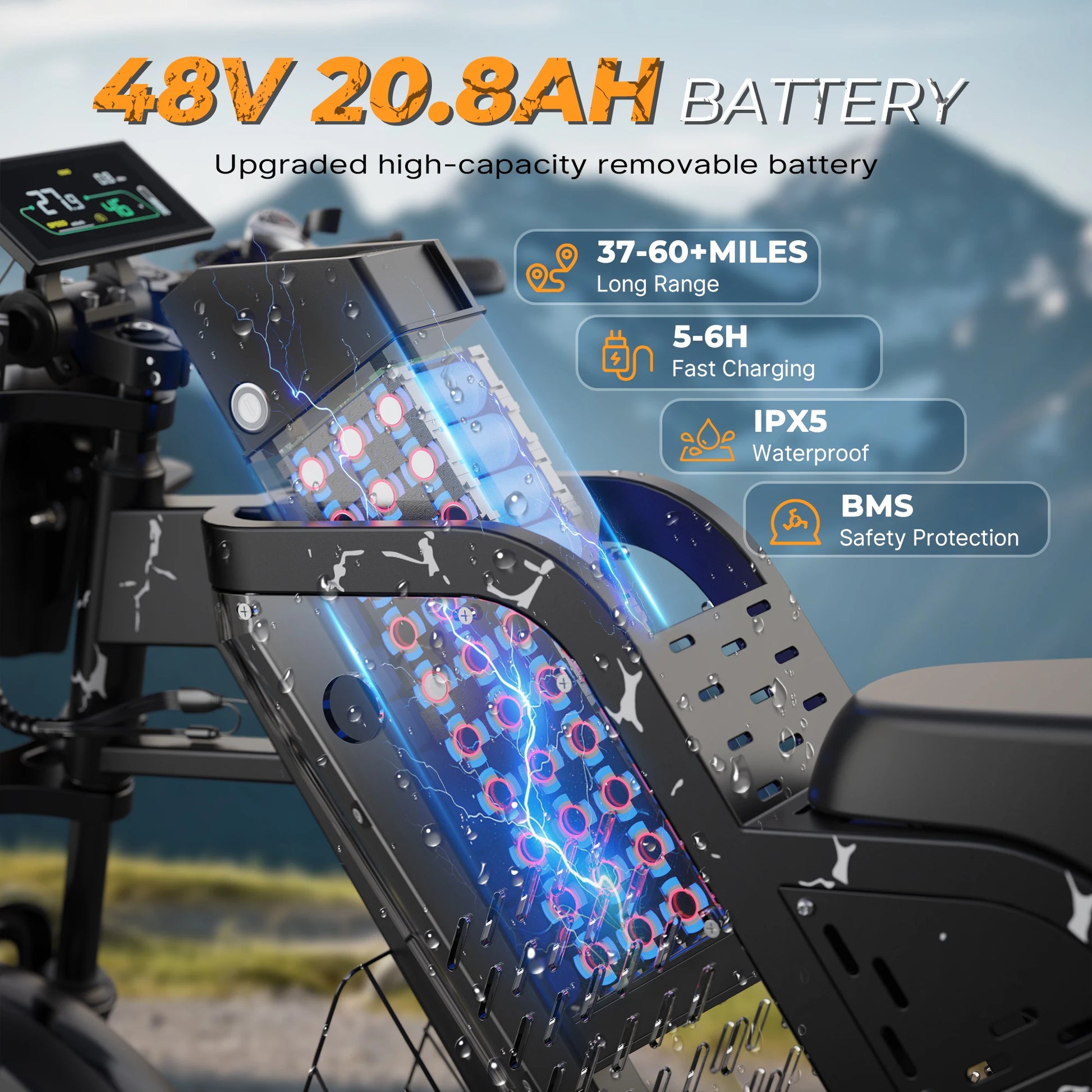 1000W Motorcycle-Style Electric Bike with 60 Mile Range - 28MPH Fat Tire E-Bike for Adults - wEbike