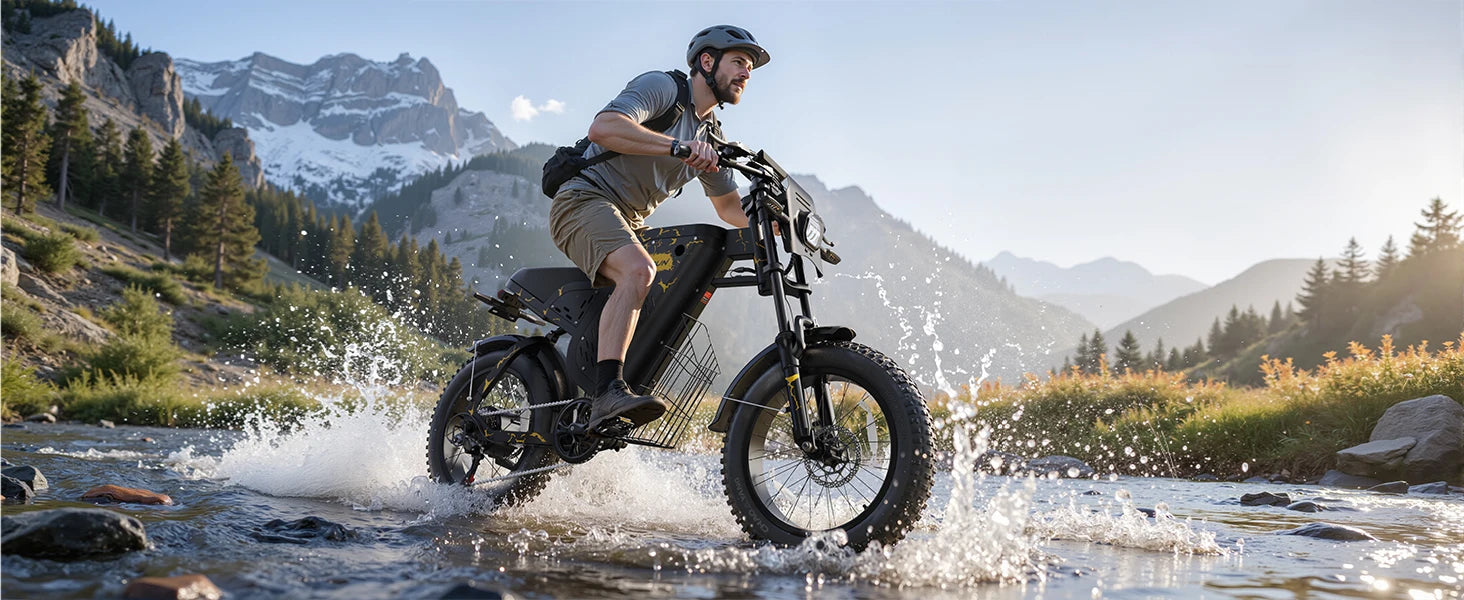 1000W Motorcycle-Style Electric Bike with 60 Mile Range - 28MPH Fat Tire E-Bike for Adults - wEbike