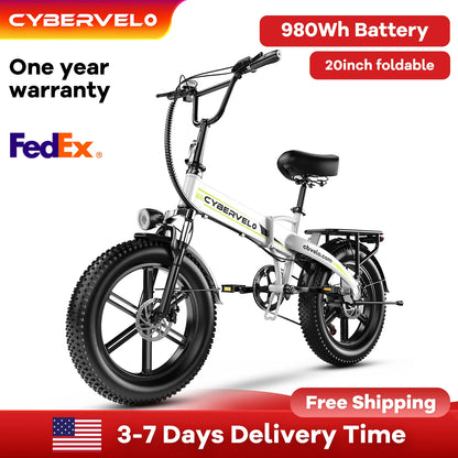 1000W Folding Electric Bike with 80 Mile Range - 28MPH Fat Tire E-Bike with Waterproof Battery - wEbike