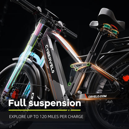 5000W Ultra-Power Electric Bike with 120 Mile Range - 50MPH All-Terrain Fat Tire E-Bike for Adults - wEbike