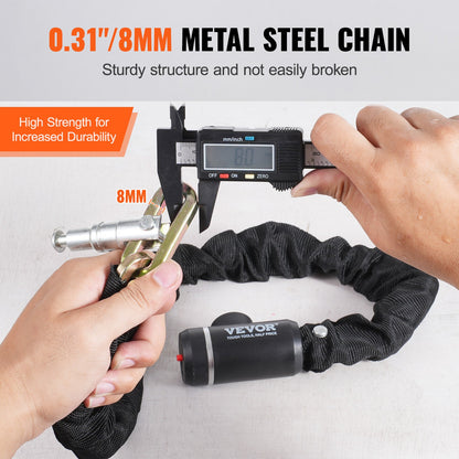 Heavy-Duty Bike Chain Lock with 2 Keys - 8mm Forged Steel Anti-Theft Security Lock - wEbike